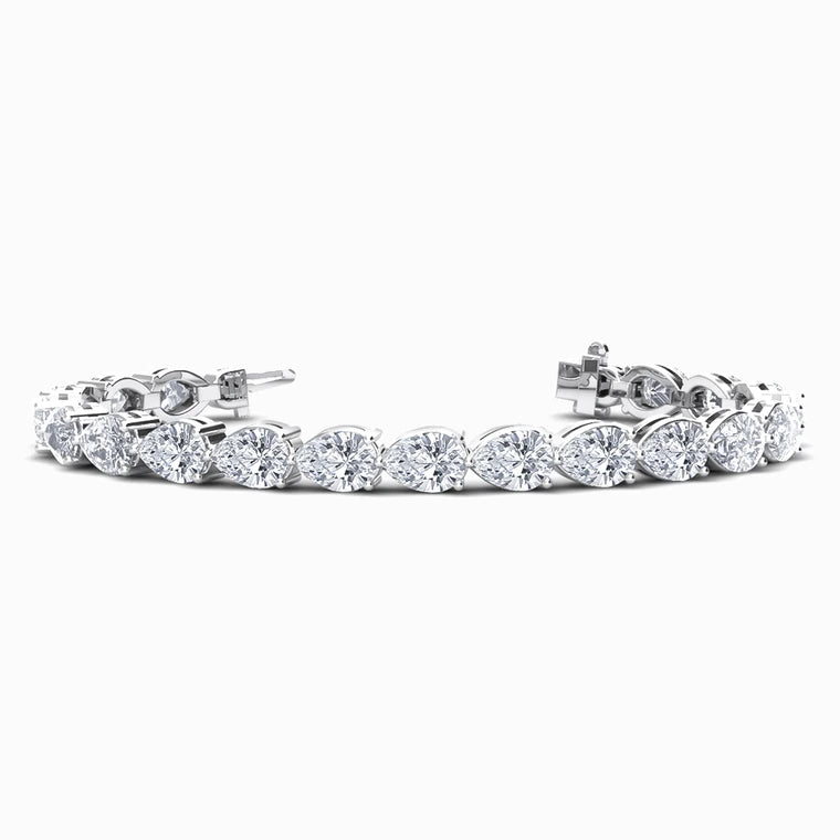 East to West Pearshape Lab Diamond Bracelet in White Gold (11 Carat)
