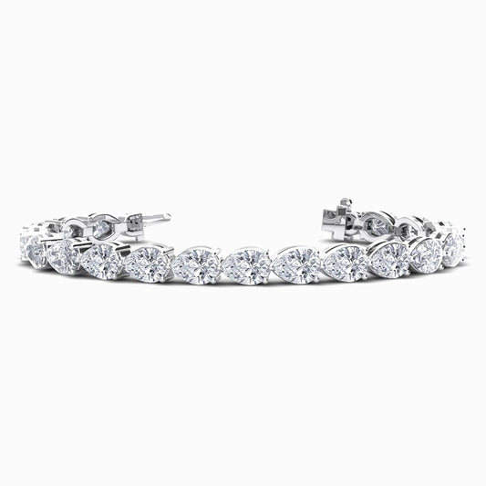 East to West Pearshape Lab Diamond Bracelet in White Gold (11 Carat)