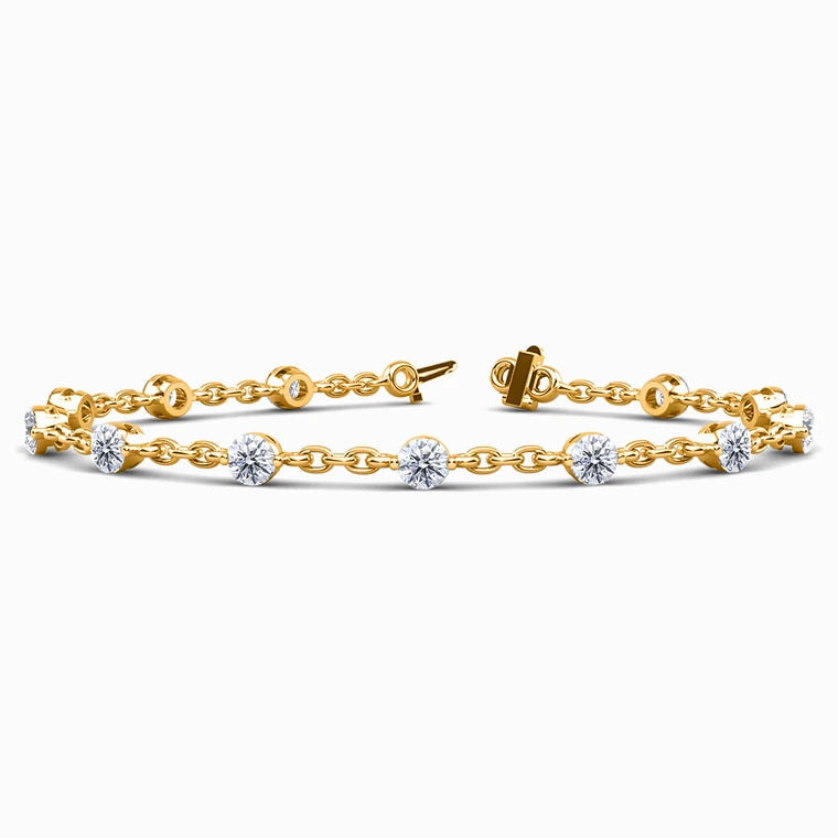 Chain Lab Diamond Bracelet in Yellow Gold (3.50 Carat)