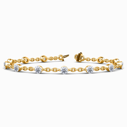 Chain Lab Diamond Bracelet in Yellow Gold (3.50 Carat)