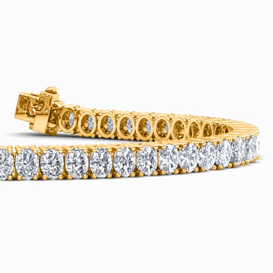Oval Lab Diamond Bracelet in Yellow Gold (12 Carat)