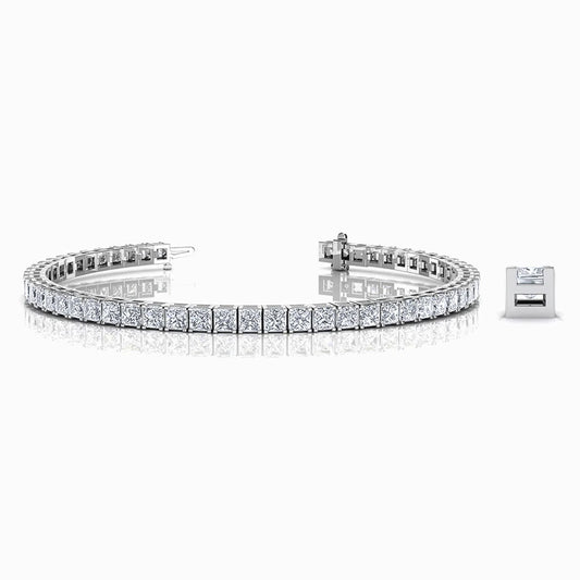 Princess Lab Diamond Bracelet in White Gold (7 Carat)