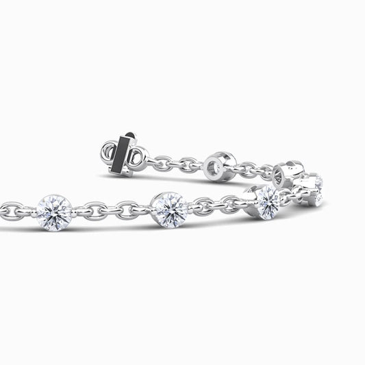 Chain Lab Diamond Bracelet in White Gold (3.00 Carat)
