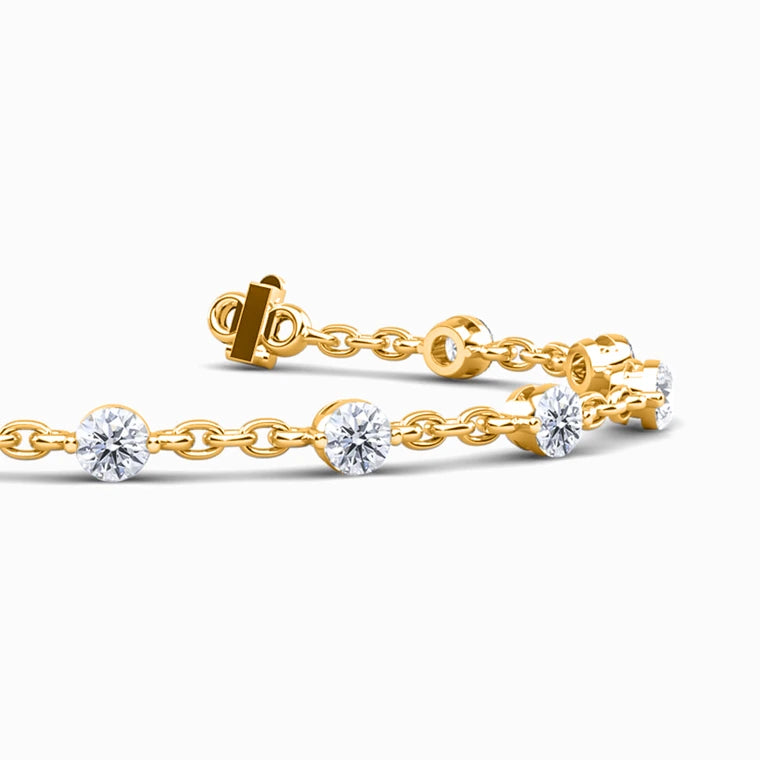 Chain Lab Diamond Bracelet in Yellow Gold (3.00 Carat)