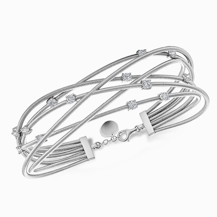 Italian Lab Diamond Bangle in White Gold (0.38 Carat)