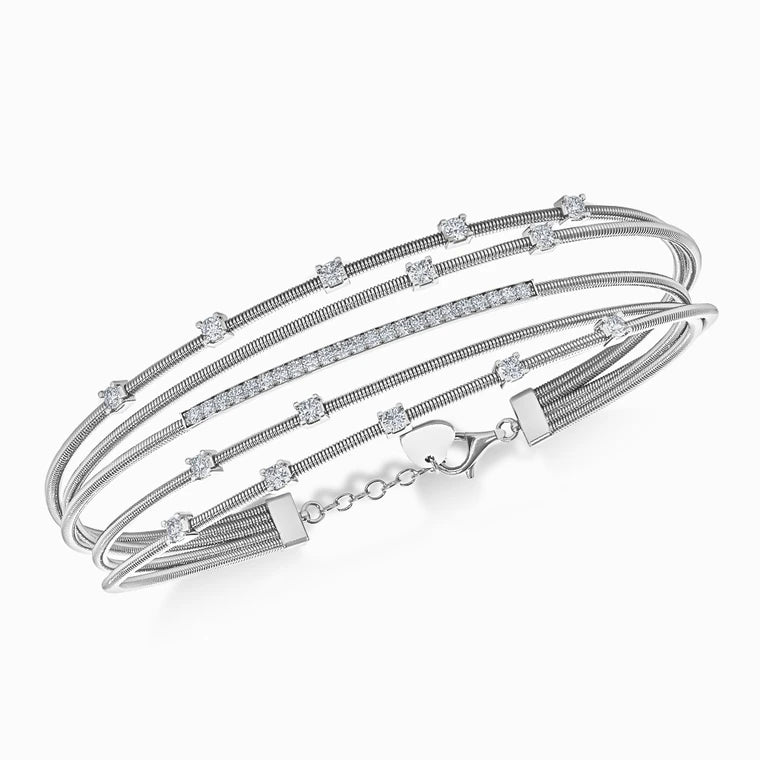 Italian Lab Diamond Bangle in White Gold (0.65 Carat)