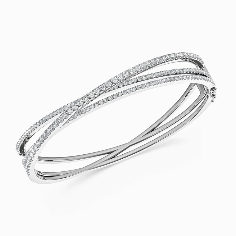 Modern Lab Diamond Bangle in White Gold (2.25 Carat)