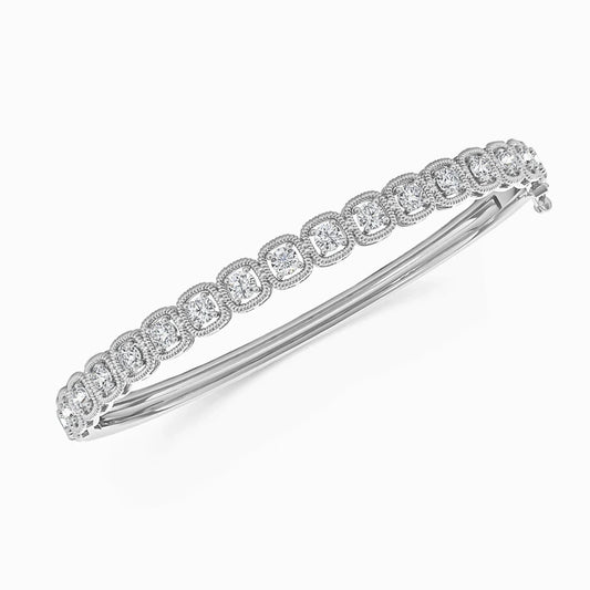 Modern Round Lab Diamond Bangle in White Gold (1.25 Carat)