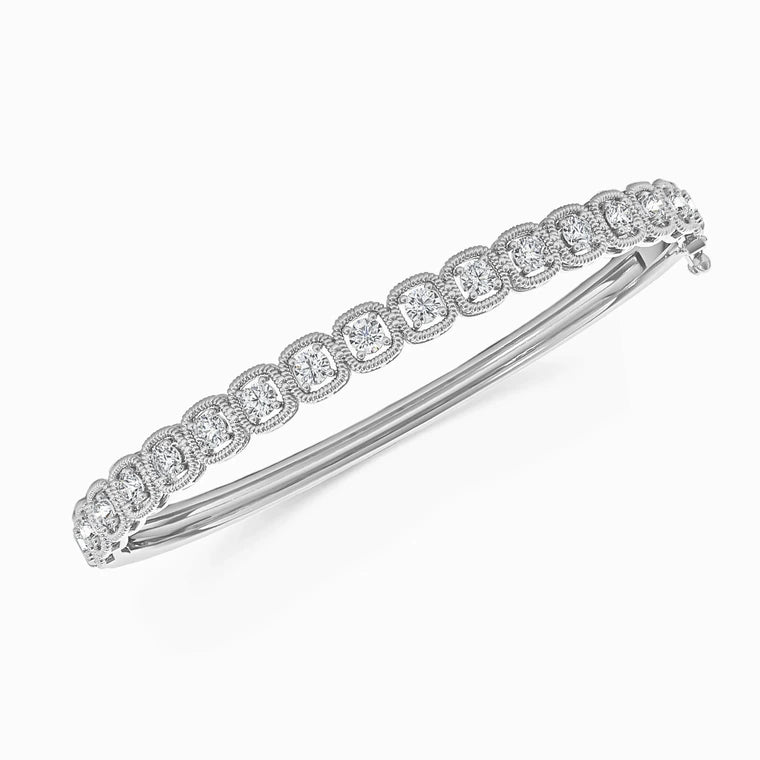 Modern Round Lab Diamond Bangle in White Gold (2.25 Carat)