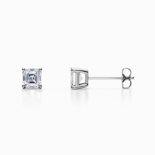 1/2 Carat Lab Grown Asscher Diamond Studs in White Gold