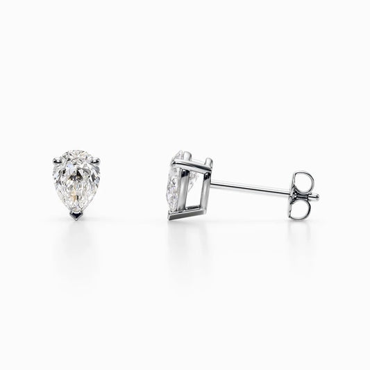 1/2 Carat Lab Grown Pear Diamond Studs in White Gold