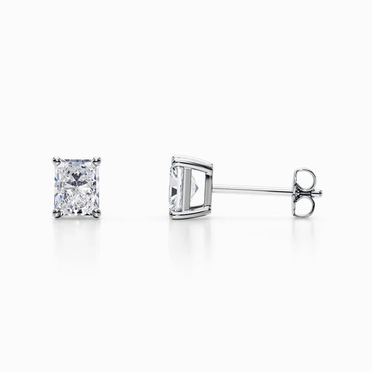 1/2 Carat Lab Grown Radiant Diamond Studs in White Gold