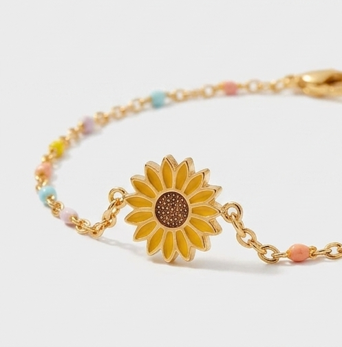 Sunflower Shape 18K Gold-Plated Bead Bracelet