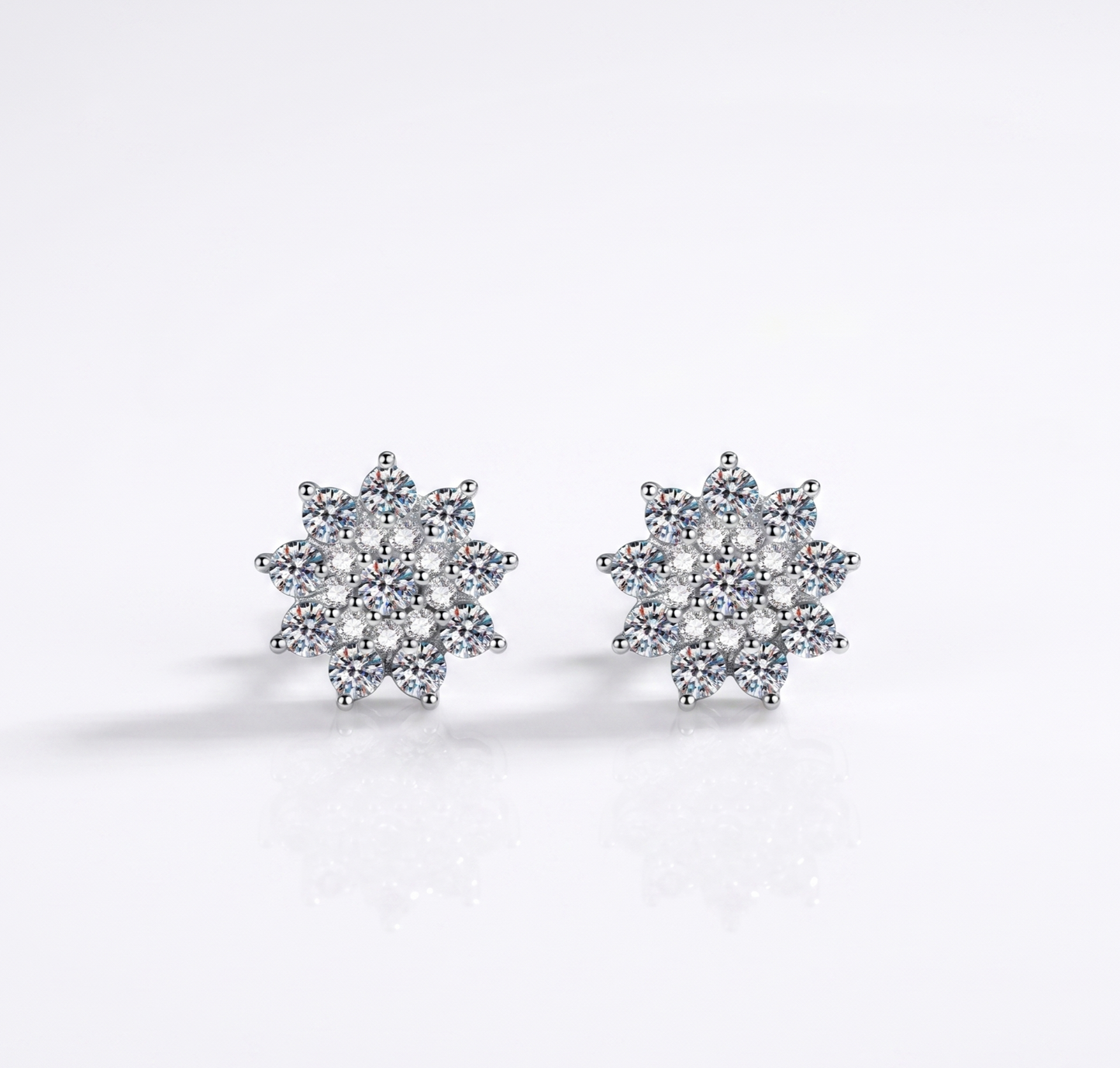 925 Sterling Silver Moissanite Zircon Stud Earrings