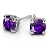 Small Amethyst Stud Earrings In White Gold (3.2 mm)