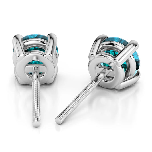 Aquamarine Stud Earrings In White Gold (3.2 Mm)