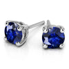 14K White Gold Blue Sapphire Stud Earrings (3.2 Mm)