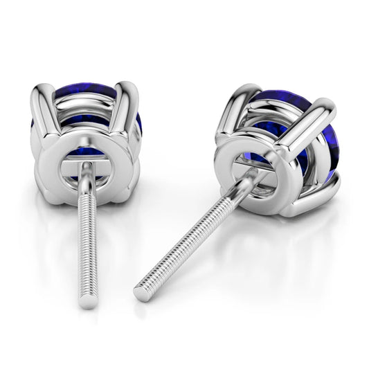 14K White Gold Blue Sapphire Stud Earrings (3.2 Mm)