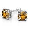 Citrine Stud Earrings In White Gold (3.2 Mm)