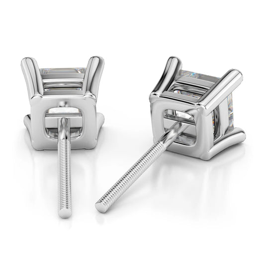 Four Prong Diamond Earring Settings (Square) in Platinum