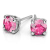 Pink Sapphire Stud Earrings In White Gold (3.2 Mm)