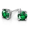 Green Tsavorite Stud Earrings In White Gold (3.2 Mm)