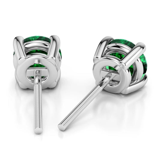 Green Tsavorite Stud Earrings In White Gold (3.2 Mm)
