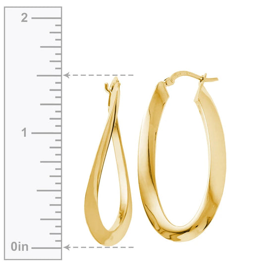 Twisted Oval Hoop Earrings in Yellow Gold