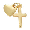 Gold Heart and Cross Charm