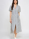 Button Down Striped Midi Dress
