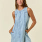 Chambray Round Neckline Sleeveless A-Line Mini Dress -28027D
