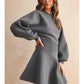 D2660 Ballon Sleeve Sweater Dress