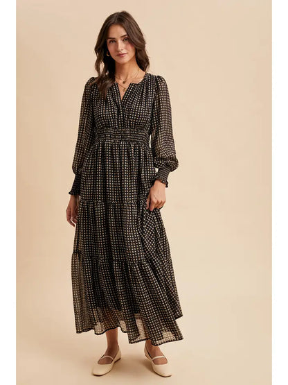 Notched Collar Maxi Dress