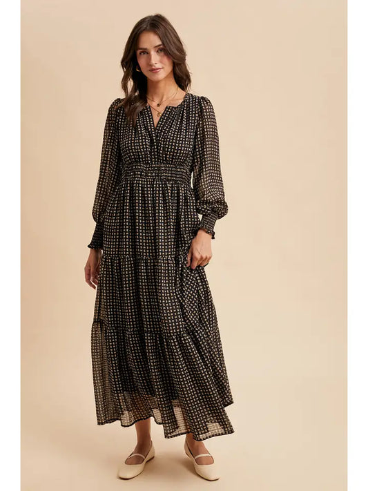 Notched Collar Maxi Dress