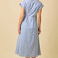 Button Up Front Pleated Summer Midi Shirt Dress