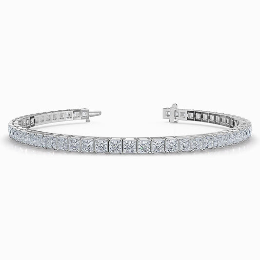 Princess Lab Diamond Bracelet in White Gold (7 Carat)