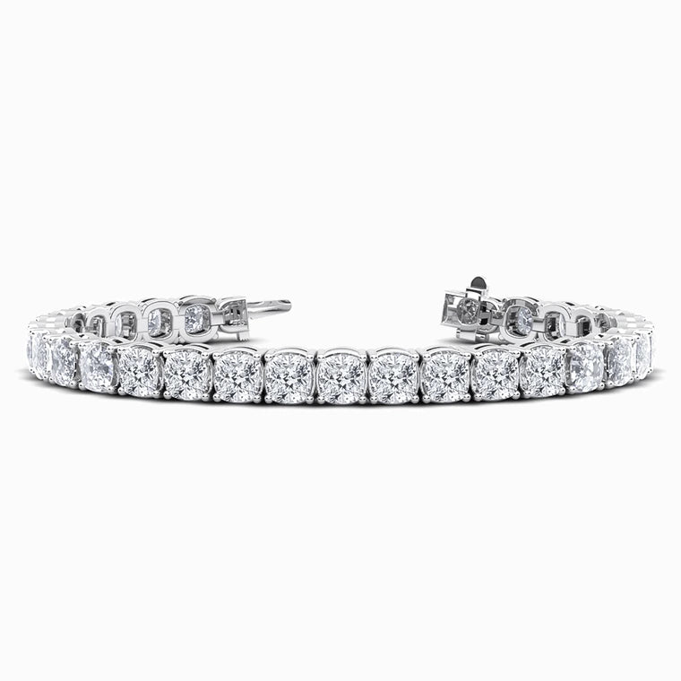 Cushion Lab Diamond Bracelet in White Gold (28 Carat)