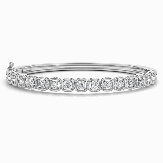 Modern Round Lab Diamond Bangle in White Gold (2.25 Carat)