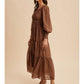 Notched Collar Maxi Dress