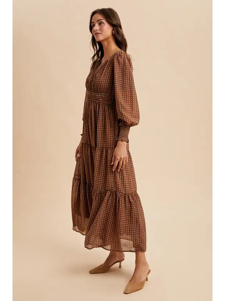 Notched Collar Maxi Dress
