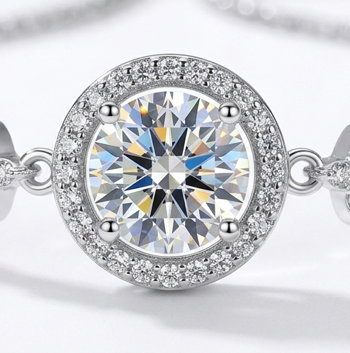 1 Carat Moissanite 925 Sterling Silver Minimalist Bracelet