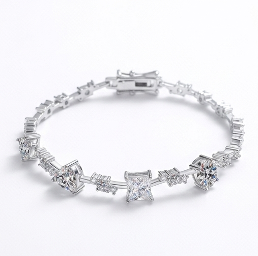6.2 Carat Moissanite 925 Sterling Silver Bracelet
