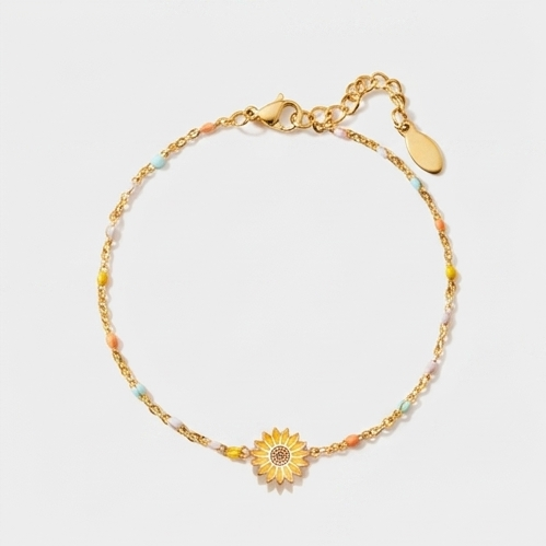 Sunflower Shape 18K Gold-Plated Bead Bracelet