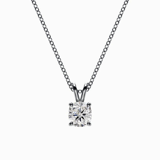 1/2 Carat Lab Grown Cushion Pendant in White Gold
