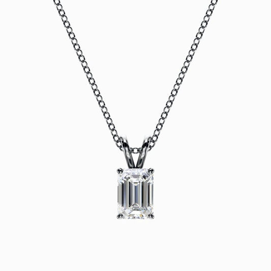 1/2 Carat Lab Diamond Emerald Pendant in White Gold
