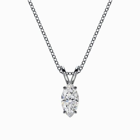1/2 Carat Lab Grown Marquise Pendant in White Gold