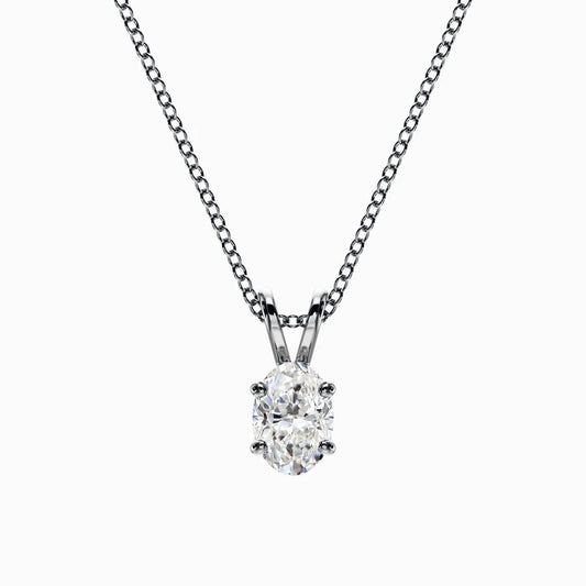 1/2 Carat Lab Diamond Oval Pendant in White Gold