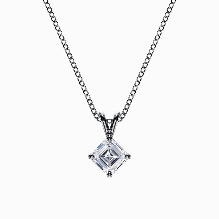 1/2 Carat Lab Grown Asscher Pendant in White Gold