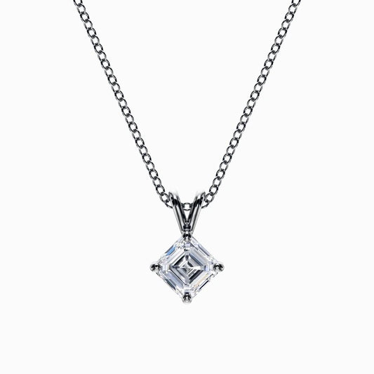 1/2 Carat Lab Grown Asscher Pendant in White Gold