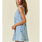 Chambray Round Neckline Sleeveless A-Line Mini Dress -28027D